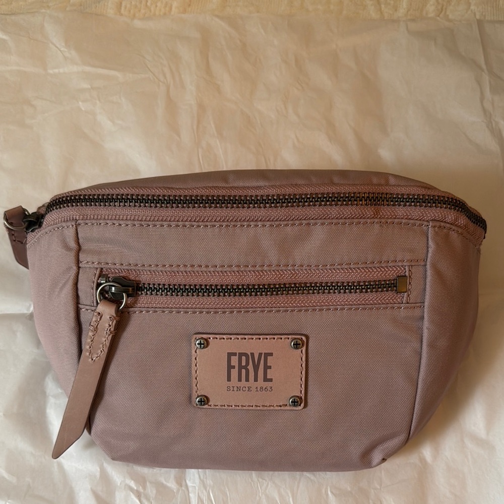 Frye Mauve Belt Bag with Leather Trim and Adjustable Strap